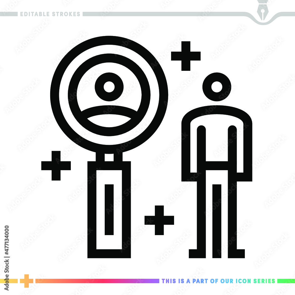 Poster line icon for recruit training illustrations with editable strokes. this vector graphic has customiz