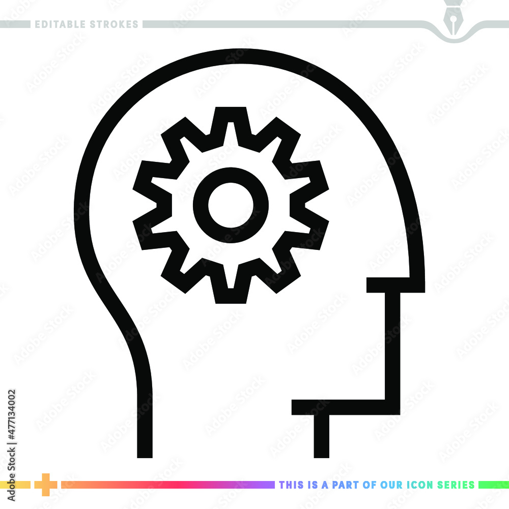 Poster line icon for mind developing illustrations with editable strokes. this vector graphic has customiza