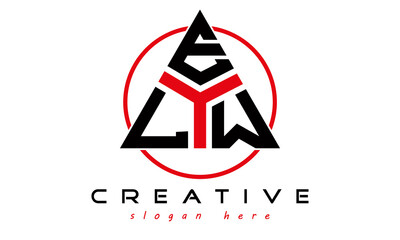 triangle badge with circle LEW letter logo design vector, business logo, icon shape logo, stylish logo template © Foysal