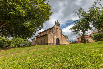 Fototapeta na wymiar Church of San Salvador de Priesca. A world Heritage on the Camino del Norte 
