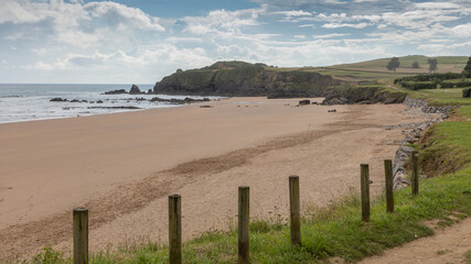 Camino del Norte along the sea near La Isla in Asturias, Spain. A World Heritage pilgrimage
