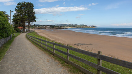 Obraz premium Camino del Norte along the sea near La Isla in Asturias, Spain. A World Heritage pilgrimage