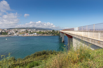 Obraz premium Bridge from Asturias to Galicia part of the world heritage pilgrims route to Santiago de Compostela