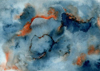 Blue abstract texture background with watercolor