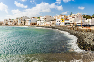 Fototapeta premium Pozo Izquierdo waterfront houses overlook, Gran Canaria, Canary Islands, Spain