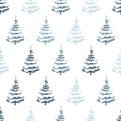 vector seamless pattern with silhouettes of christmas trees,spruce forest