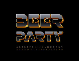 Vector stylish Sign Beer Party. Trendy 3D Font. Artistic Alphabet Letters and Numbers set