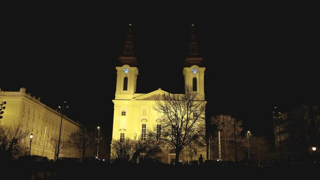 Szent Imre Church in Budapest at night