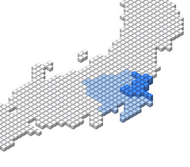 Fototapeta premium キューブドットの3D日本地図 関東 茨城