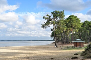 beautiful view on the lake of Cazaux in Gironde - France