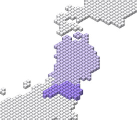 キューブドットの3D日本地図　東北　福島