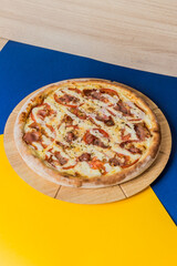 Delicious Contemporary Classic Food Pizza Dish Plate Menu Lunch Dinner Gourmet Dessert Chef Pasta Shrimp Cocktail Drink on Color Background