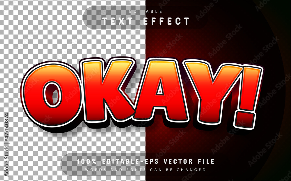 Poster okay 3d gradient text effect