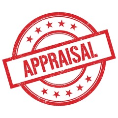 APPRAISAL text written on red vintage round stamp.