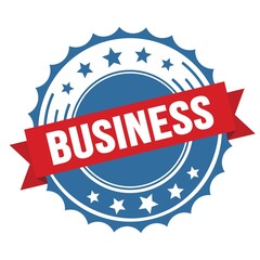 BUSINESS text on red blue ribbon stamp.