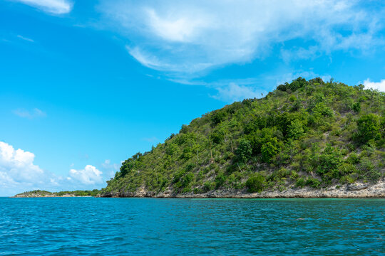 Green Island, a small and uninhabited island just off Nonsuch Bay, Antigua, Caribbean