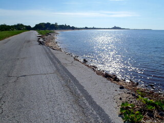 Shore of the Caribbean Sea on a sunny day.