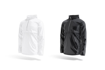 Blank black and white windbreaker mock up, side view © Alexandr Bognat