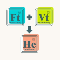 Fictional chemical elements in reaction. Gym and fitness