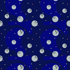 Illustration of moon and star in space. seamless pattern. can be used for book cover, wallpaper, wrapping paper, fabric pattern, pattern fill, background