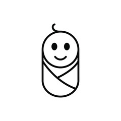 Newborn baby smile outline vector flat illustration design isolated