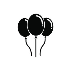 Three balloons silhouette black vector isolated. Floating balloons