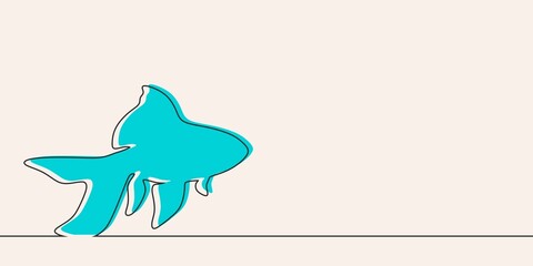 Abstract sea fish icon in thin line style.