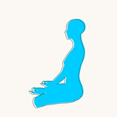 Woman sit in meditation pose. Thin lines