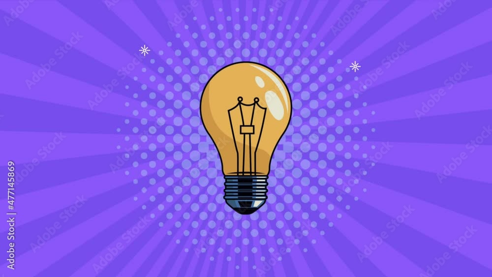 Poster pop art style animation with bulb light