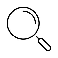Monochrome magnifying glass line icon vector illustration. Simple magnifier with lens and handle