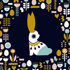 The silhouette of a rabbit in a circle