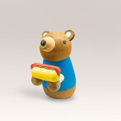 wooden cute gift bear hotdog