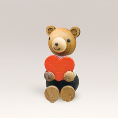 wooden cute gift  bear heart