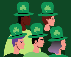 People together, St. Patrick's Day, Flat Vector Stock Illustration with Irish Celebration 