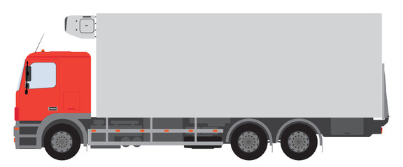 Color image of a refrigerated truck. Vector illustration.