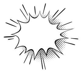 Boom frame. Comic explosion template with blank message place