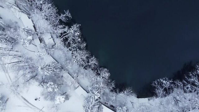 top view of the karst mountain lake Upper Balkaria