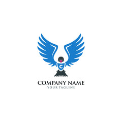 The eagle logo concept flapping its wings and a shield in the middle with customizable initials, perfect for your company logo icon