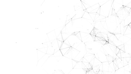 Abstract geometric background with connecting points and lines. Abstract white digital background. Network concept. Big data complex with compounds. 3D rendering.