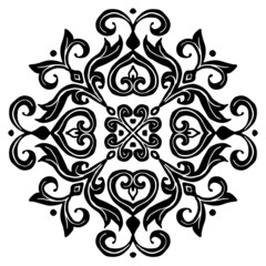 Classic floral ornamental mandala design background. Black and white.