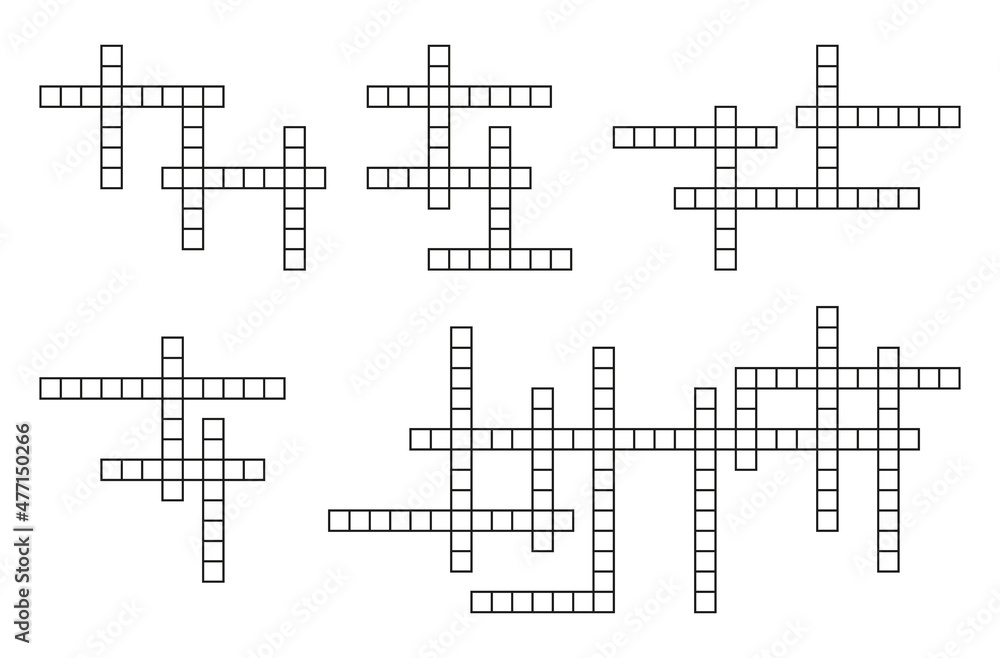 Poster crossword puzzle. crossword template on white background. cross words for newspaper. black grid for 