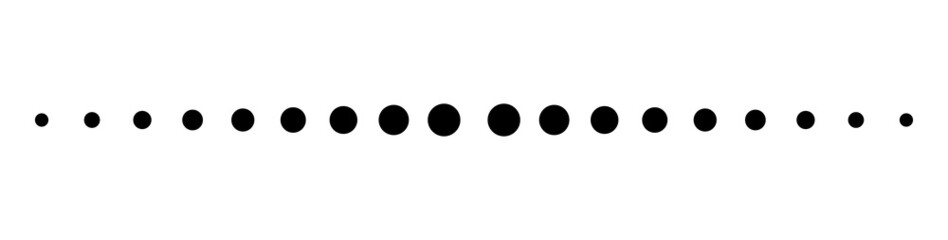 Straight line dots. Footer of dot line. Horizontal black dots pattern. Graphic dotted icon isolated on white background. Geometric point illustration. Vector © Wise ant
