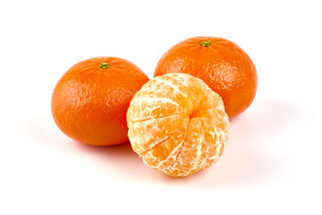 Fresh tangerine, isolated on white background.