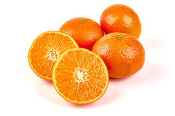 Fresh tangerine, isolated on white background.