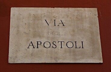 Italy: Road signal (Apostles Street).