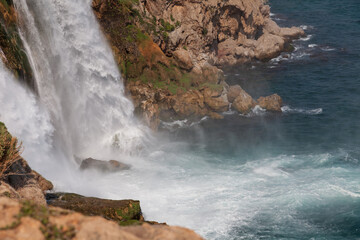 The picturesque Lower Duden Waterfall is one of the most scenic natural landmarks of the country, Antalya, Turkey