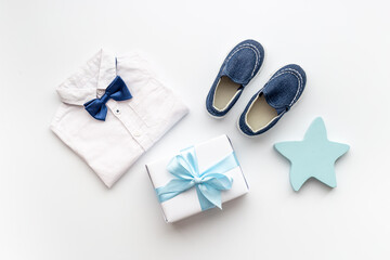 Baby boy accessories with white shirt for child birth day or babyshower party