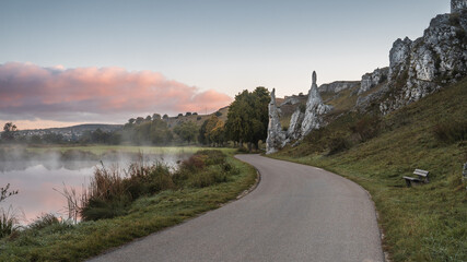 Steinerne Jungfrauen rock formation in Eselsburger Tal near Herbrechtingen in Germany