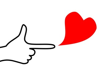 指鉄砲とハートマークの装飾素材