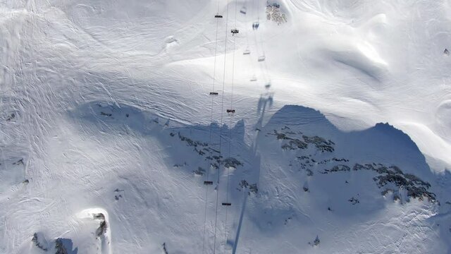 Chairlift From Above. High quality video footage